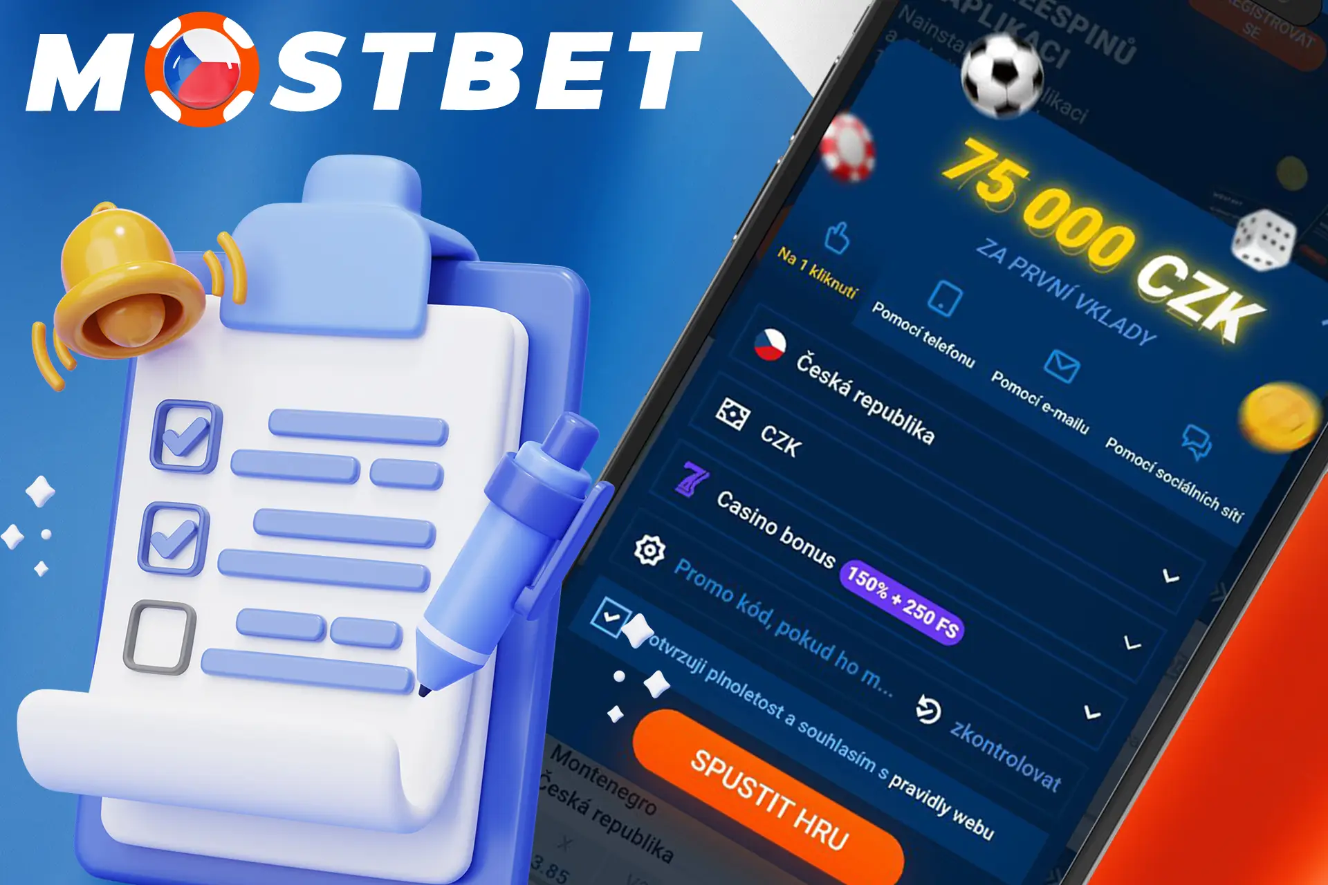 Registrace přes mobilní aplikaci